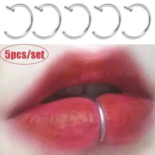 5pcs Lip Ring Fake Piercing Surgical Steel Ear Nose Clip Sep