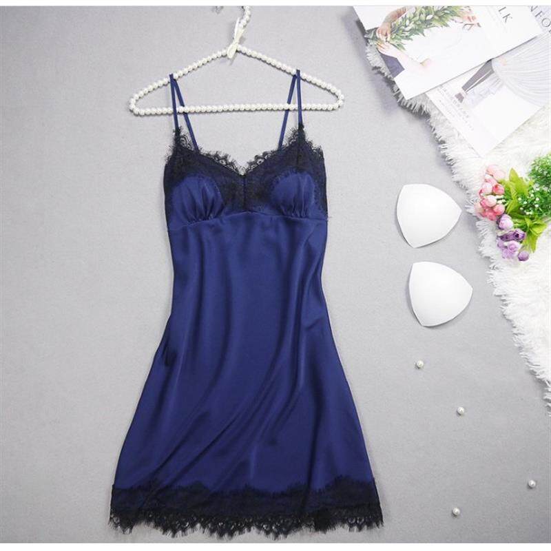 Sexy V-neck lace hem halter nightdress more 蕾丝性感吊带睡裙