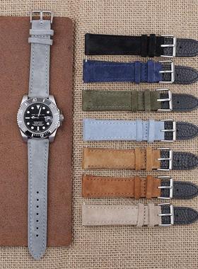 Genuine Leather Watchbands Bracelet Black Blue Gray Brown Co