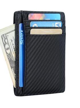 Slim RFID Blocking Leather Wallet Credit ID Card Holder Purs