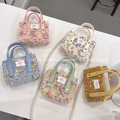 马海毛彩虹糖豆围巾帽子线团
