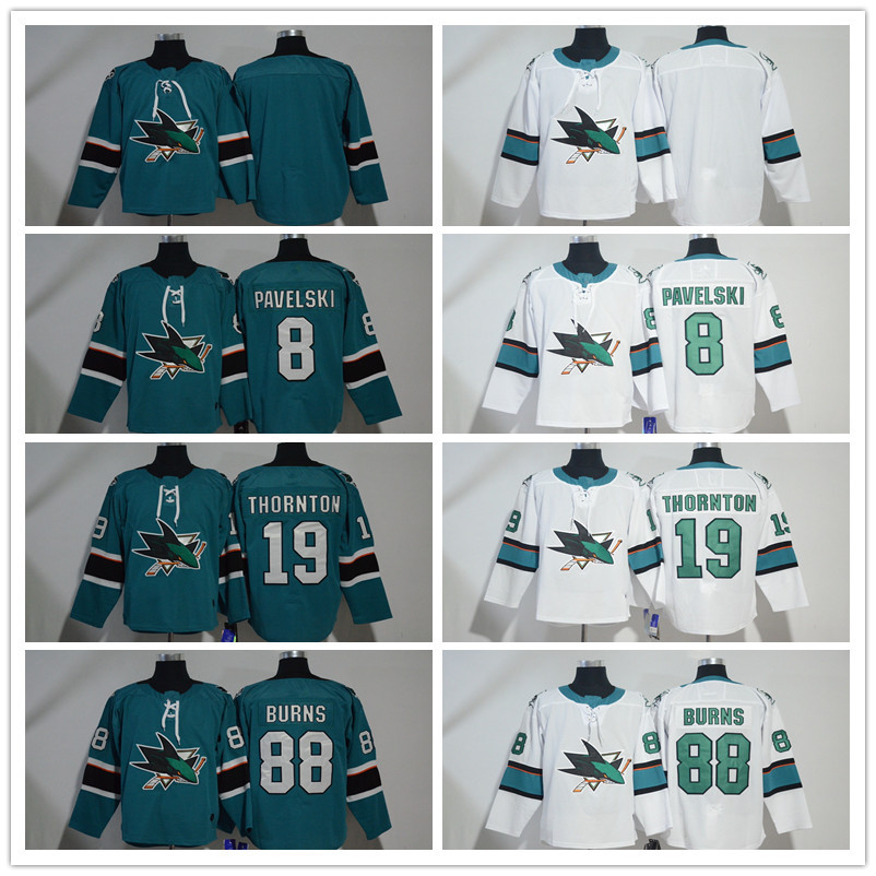 NHL新款球衣 圣荷赛鲨鱼队9#19#88#白色浅蓝色冰球球衣代发