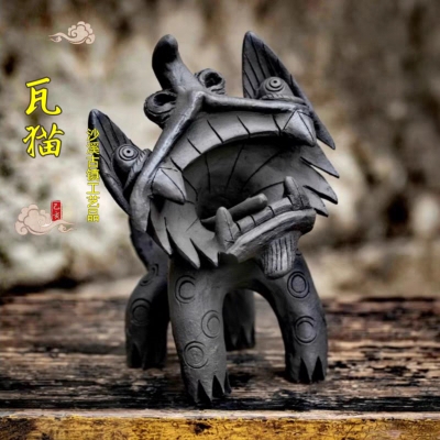 非物质文化遗产瓦猫白族吉祥物屋顶摆件