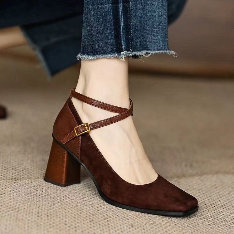 潮流复古玛丽珍鞋粗跟高跟鞋单鞋