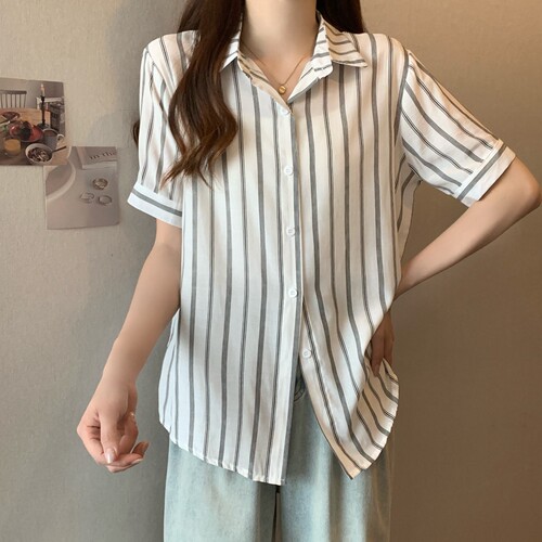 夏装新款大码女装胖MM显瘦短袖衬衫内搭打底衬衣M-XL斤