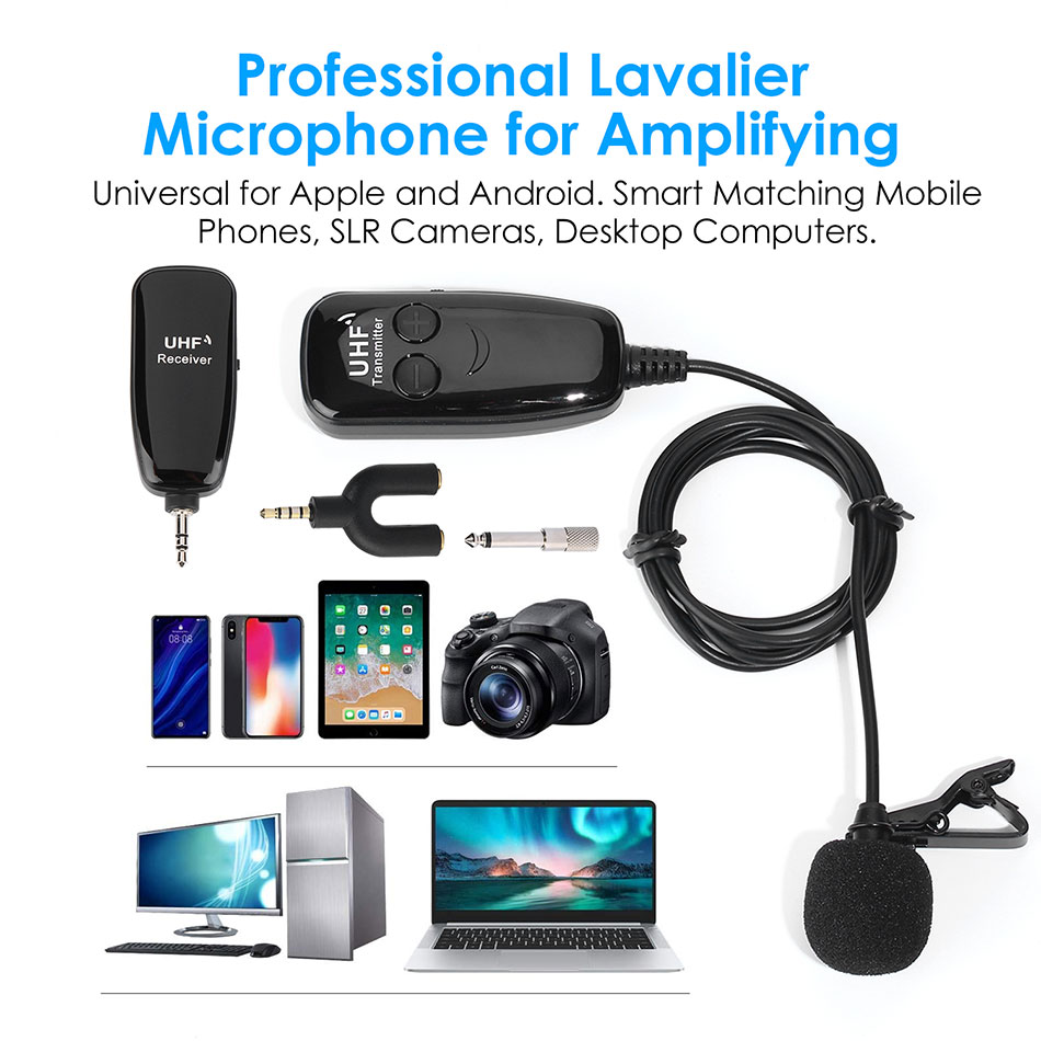 2.4G Wireless Lavalier Lapel Clip-on Mic for iPhone Android