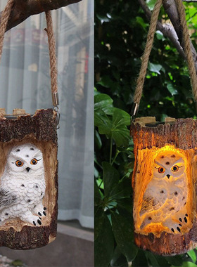 Solar powered tree stump owl outdoor simulation tree light