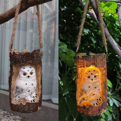 Solar powered tree stump owl outdoor simulation tree light