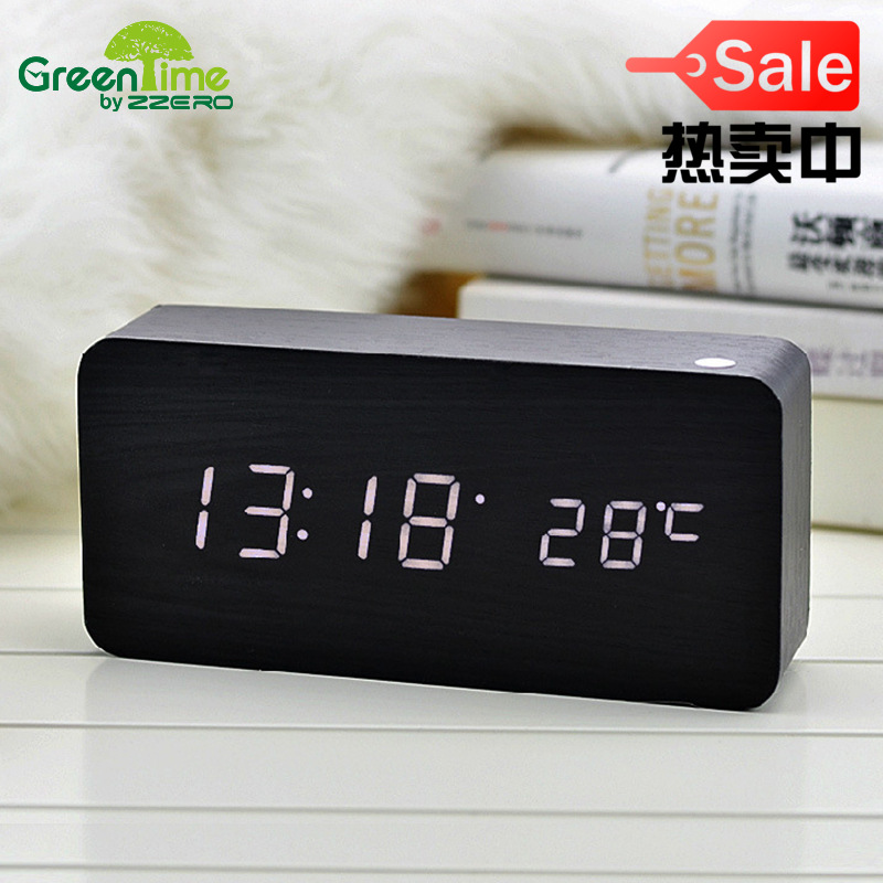 New creative LED environmental protection wood wooden clock