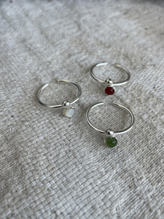 原创小众银首饰999足银纯银戒指指环红玛瑙碧玉白母贝青金石戒指