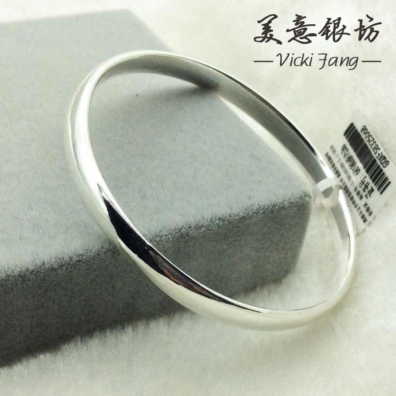 9999纯银手镯子闭口死圈足银手环光面宽面送女友妈妈闺蜜礼物刻字