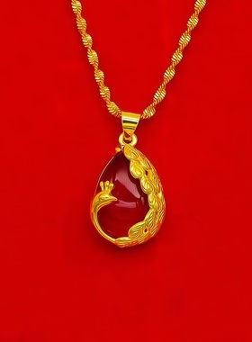 孔雀开屏红色吊坠时尚百搭项链生日礼2026新款美观送老婆凤凰项链