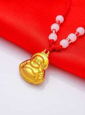 时尚新品金色弥勒佛吊坠项链女款双面佛首饰品本命年礼物