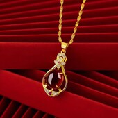 2026新款 金色红宝石项链凤凰孔雀四叶草项链女款 百搭显气质吊坠