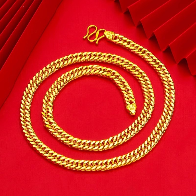 hiphop嘻哈金项链钛钢古巴金链子不掉色百搭流行夜店蹦迪男女