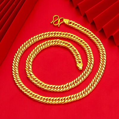 hiphop嘻哈金色项链古巴金色链子百搭流行夜店蹦迪男女款配饰