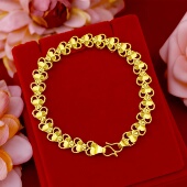 手链 幸福时尚 心心相印金色手链爱心甜美显白可调节手饰时尚 潮女款