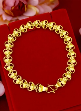 心心相印金色手链爱心甜美显白可调节手饰时尚潮女款幸福时尚手链