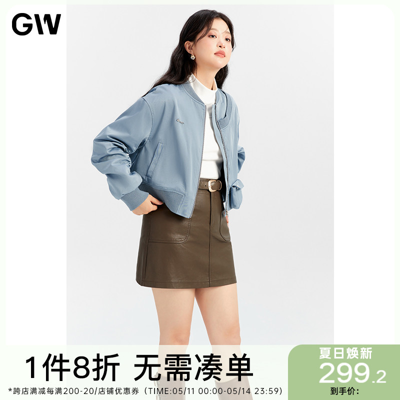 GW大码女装减龄气质设计感棒球服短外套2024春季新款微胖mm上衣女