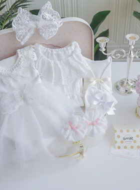 夏新款女宝宝连衣裙婴儿洋气公主裙连体衣蓬蓬裙礼盒套装周岁衣服