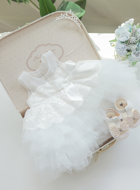 一周岁宝宝公主蓬蓬裙礼服纯棉宝宝百日公主裙蓬蓬裙初生婴儿礼物