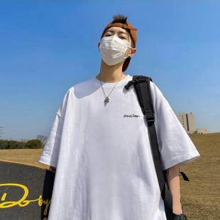 打底衫 潮牌t恤男2025新款 衣服上衣宽松体恤半截袖 夏季 男 纯棉短袖