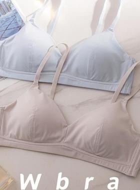 Wbra细旦光面三角杯内衣速干无钢圈薄舒适小胸平胸不空杯内衣女