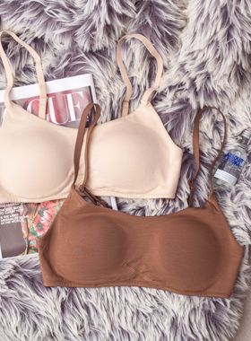 WuQue日系半杯薄杯莫代尔无痕微聚拢透气美背少女学生运动文胸罩