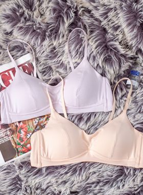 小胸内衣莫代尔三角固定杯无痕亲肤透气收副乳无钢圈高中学生文胸