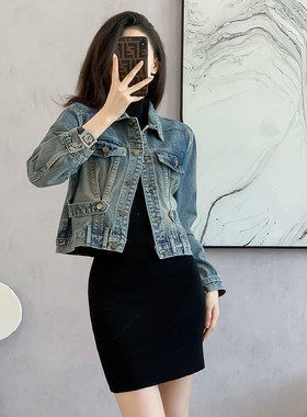 正品哥家新新款2025春季牛仔外套短款夹克小个子收腰高街休闲女