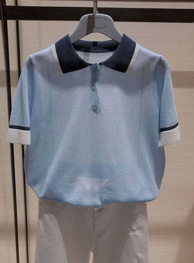 正品哥家新女2025夏季通勤显瘦半袖体恤POLO冰丝针织衫短袖T恤