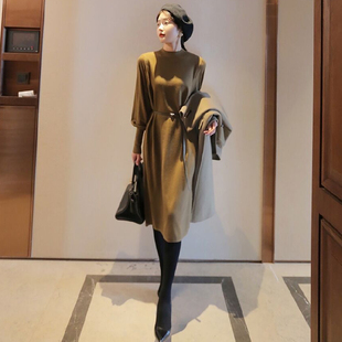 正品哥家新新款2025春秋内搭打底毛衣针织衫灯笼袖羊毛连衣裙女