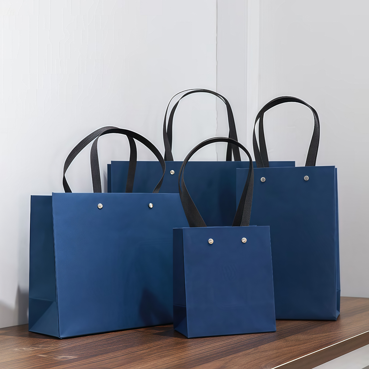 深蓝色纸袋手提袋高档服装礼品包装加厚纸拎袋子定制印刷logo现货