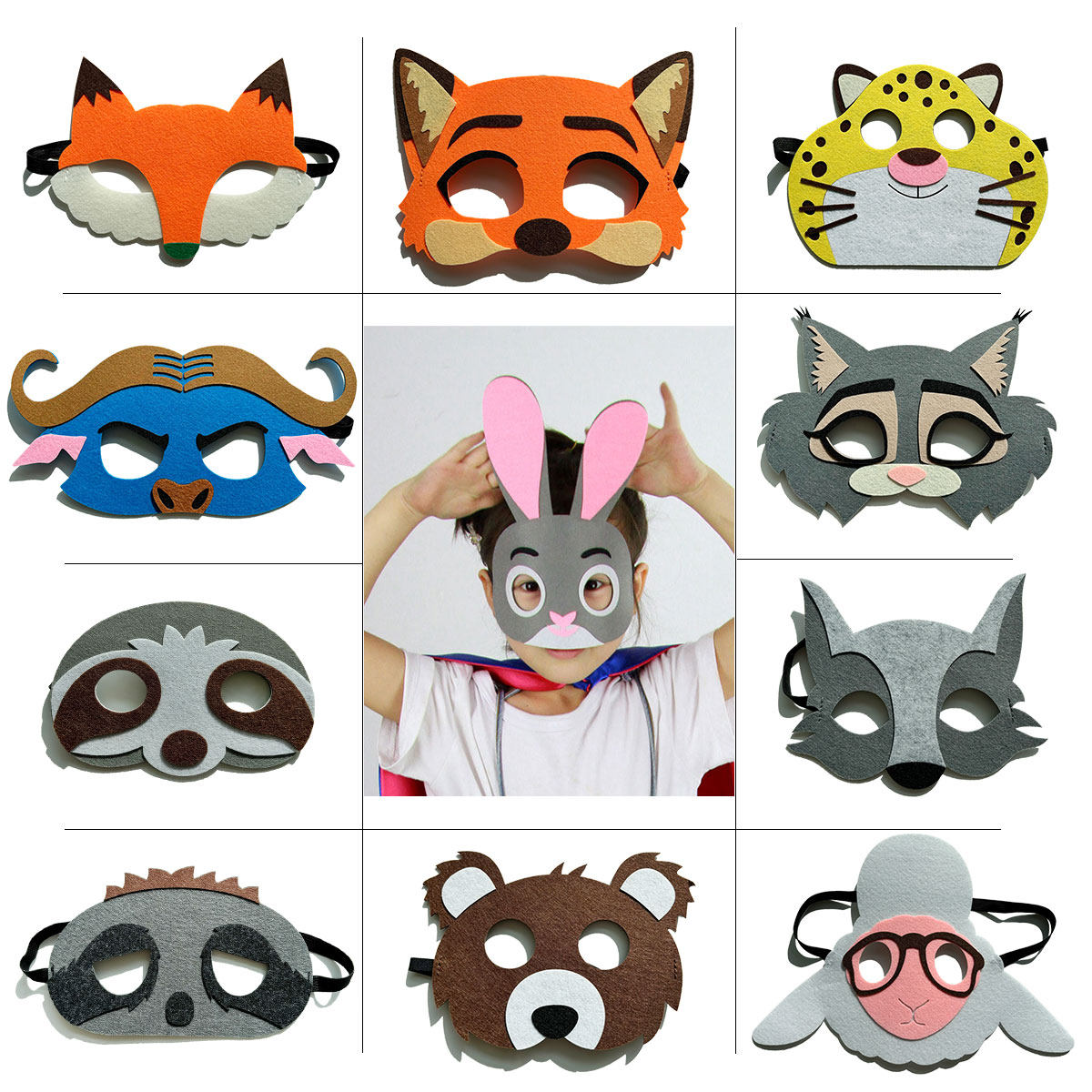卡通动物城狐狸兔子牛毛毡面具节日雪俐羊狼熊豹子树懒鼹鼠道具,节庆用品/礼品,面具,淘宝优惠券,粉丝福利购,淘宝优惠卷