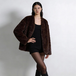 冬季 极寒系列 设计师美拉德小湖羊皮毛外套环保毛毛 戛纳天后