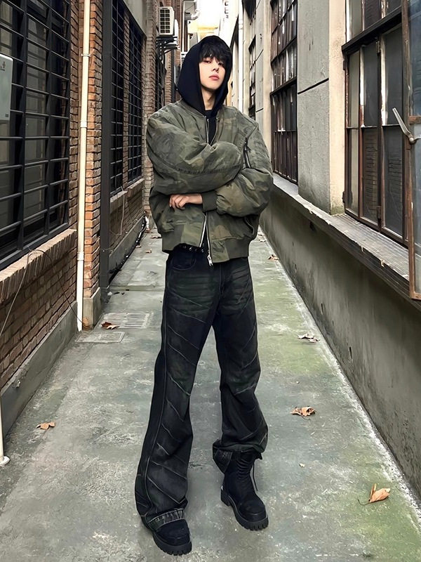 NOHASHTAG迷彩棉服男款夹克棉衣双面穿连帽履带小型拖拉机新款