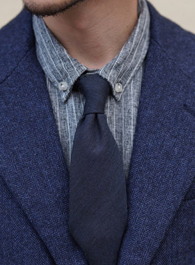 儒雅纯色8厘米宽素色美式复古羊毛休闲正装蓝色黑色暗红结婚领带