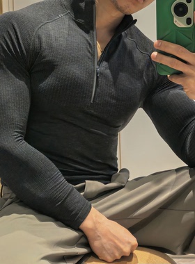Metal Vent舒适柔软亲肤吸汗立领半拉链套头长袖针织衫男Half Zip