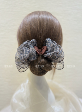 2026异域发夹蓬松韩系薄纱豹纹慵懒风大肠丸子头花抓夹发饰