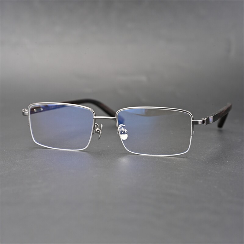 复古超轻钛半框檀木镜框男复古手工眼镜檀木眼镜配近视防蓝光6607