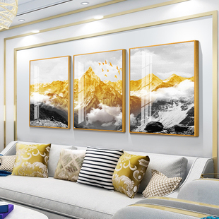 轻奢大气客厅装饰画沙发背景墙挂画现代简约背有靠山招财壁画