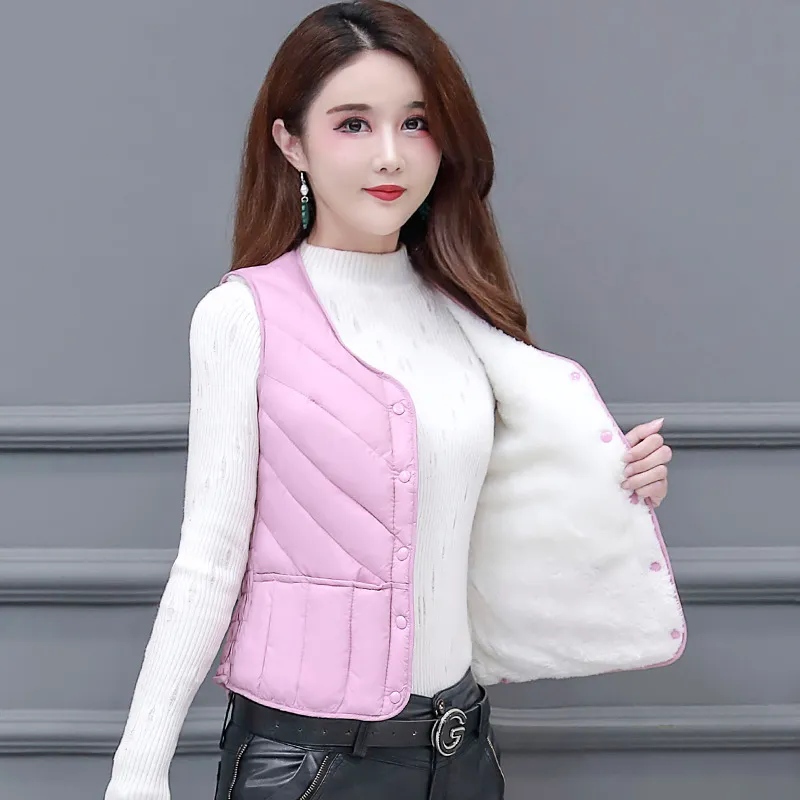 羽绒服马甲短款2025秋冬新款加绒内胆修身内穿保暖羽绒马甲女背心