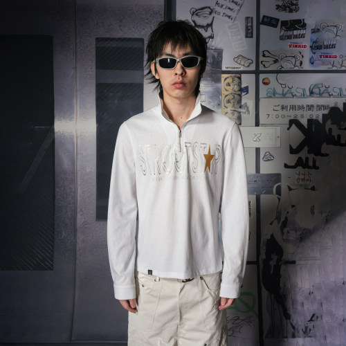 Vinkid(云梯) R星立领长袖t恤 街头潮流个性小众男女秋季套头上衣
