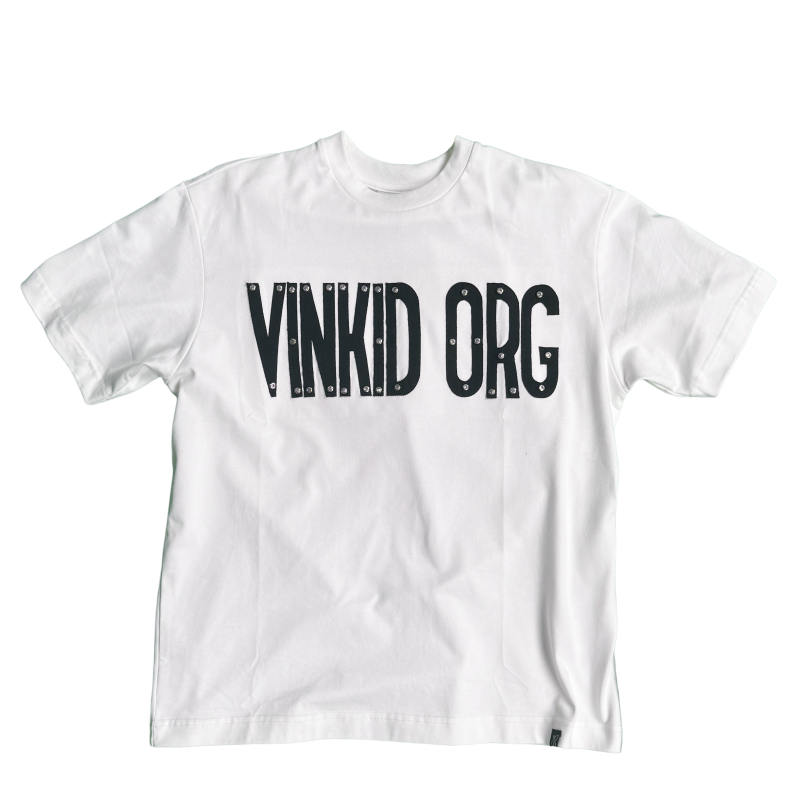 Vinkid(云梯)爪钉贴布短袖 撞钉美式潮流嘻哈国潮个性基础T恤
