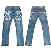 云梯 和平鸽牛仔裤 刺绣水洗裤 Vinkid 脚堆叠小众街头潮流美式