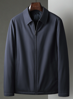 冬季新款鸭绒夹克羽绒服男士商务休闲中年干部服爸爸装保暖外套