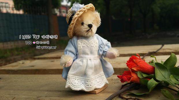 251112实物拍摄老货纯手工迷你泰迪熊 Muffy 帽子蓝裙女孩,模玩/动漫/周边/娃圈三坑/桌游,棉花娃娃,淘宝优惠券,粉丝福利购,淘宝优惠卷