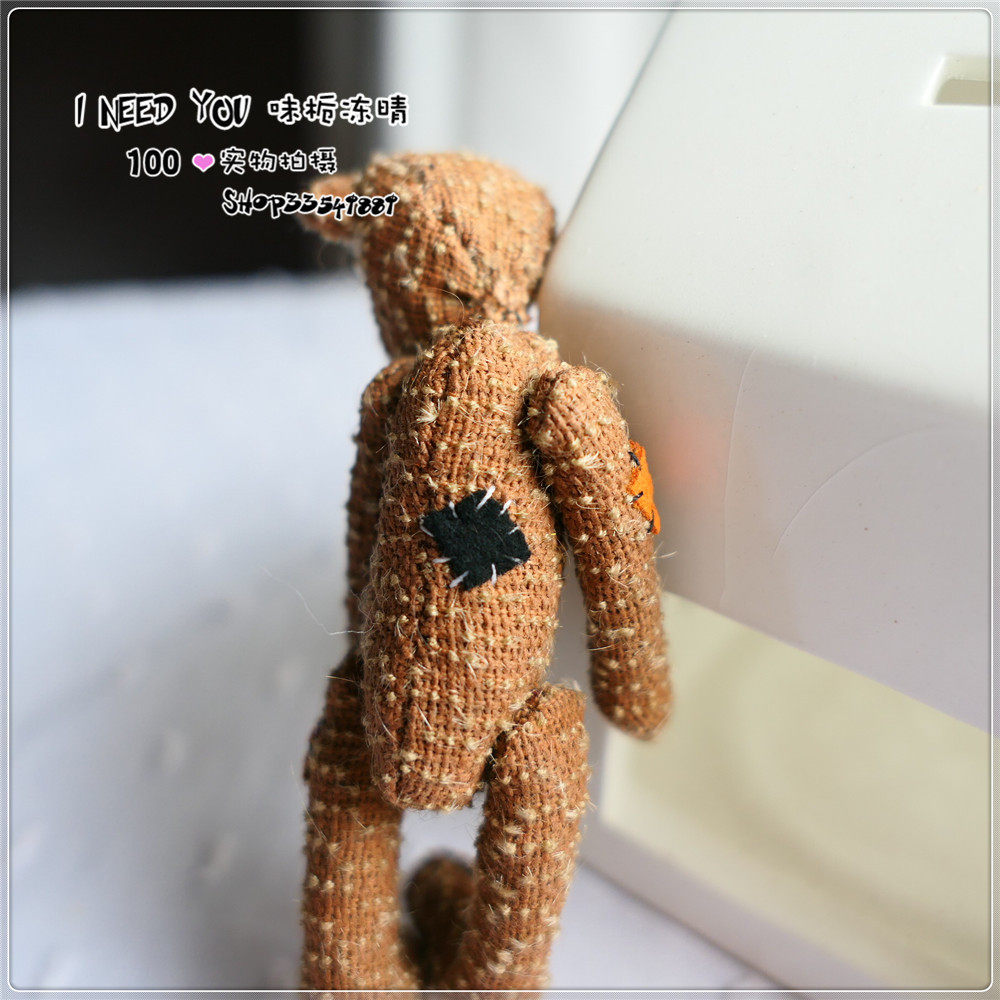 老货纯手工迷你熊 进口古董毛海 颓废耷拉脑袋无毛乞丐熊 8cm