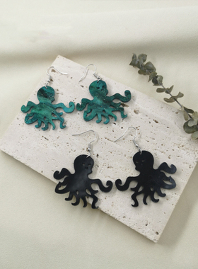 P简约个性八爪鱼章鱼耳环耳饰