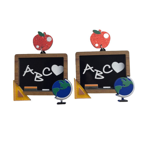 1学生开学季三角尺黑板字母苹果耳环耳饰亚克力